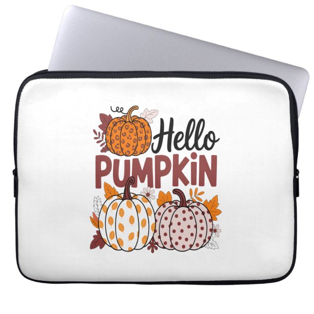 Funda Para Portátil Hola Calabaza Png, Vibes de otoño (Frente)