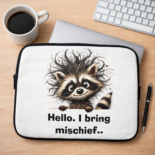 Funda Para Portátil Hola. Traigo travieso Mapache  (Subido por el creador)