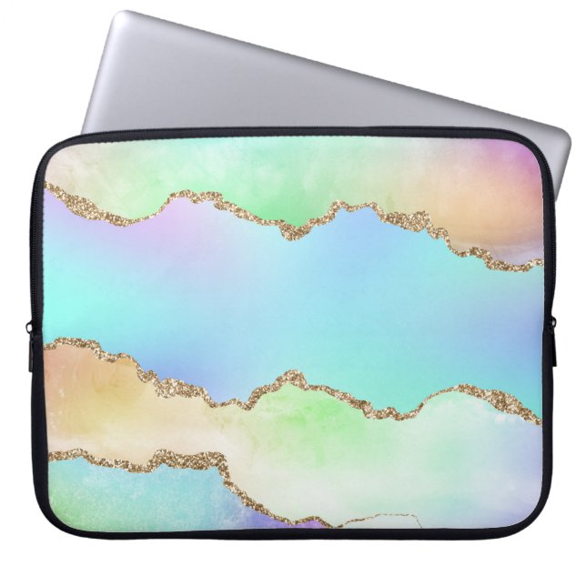 Funda Para Portátil Holo Agate | Mármol falso irlandés Pastel Ombre (Frente)