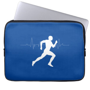 Funda Para Portátil Hombre corría la silueta en el fondo azul