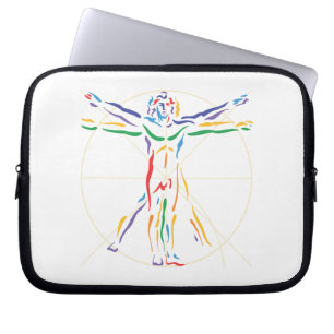 Funda Para Portátil Hombre de anatomía DaVinci en colores Chakra
