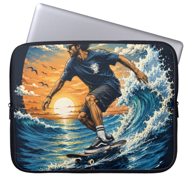 Funda Para Portátil Hombre surfeando en las olas  (Frente)