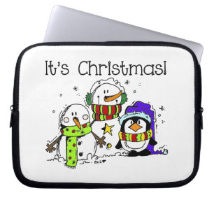 Funda Para Portátil Hombres de nieve y pingüinos son Navidades