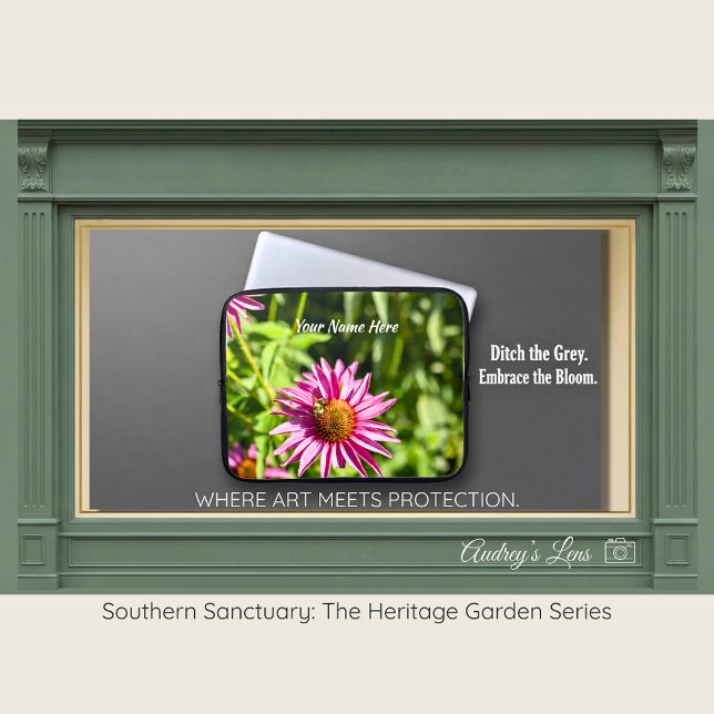 Funda Para Portátil Honeybee & Pink Coneflower Laptop Sleeve (Subido por el creador)