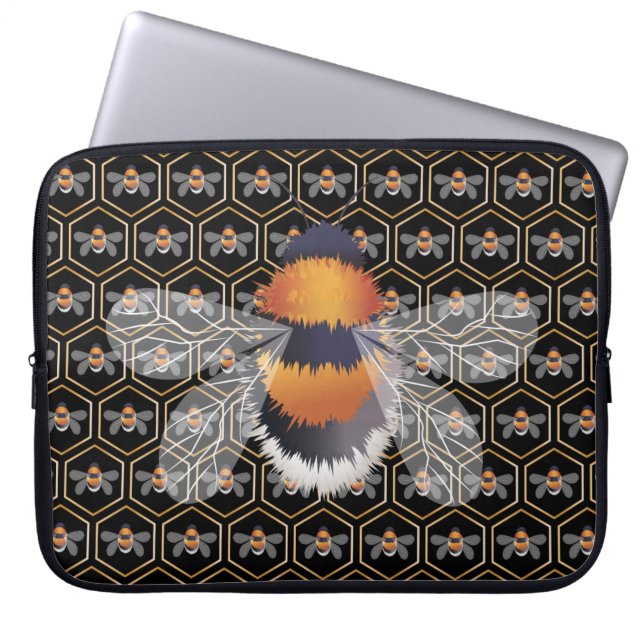 Funda Para Portátil Honeycomb Y Abejas (Frente)