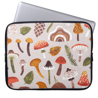 Funda Para Portátil Hongos otoñales, hojas: repetición de cosecha.