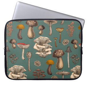 Funda Para Portátil Hongos silvestres en verde pino
