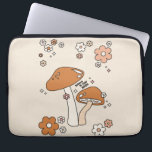 Funda Para Portátil Hongos y flores terrestres tonos beige retro años<br><div class="desc">Ilustracion de hongos en tonos beige y tierra - cita inspiradora "Creer en tu magia".</div>