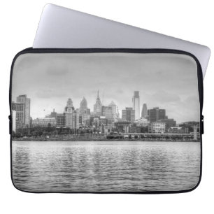 Funda Para Portátil Horizonte de Philadelphia en blanco y negro