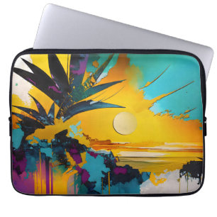 Funda Para Portátil Horizonte Dorado – Atardecer Tropical Abstracto