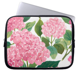 Funda Para Portátil Hortensia Rosa Acuarela Floral Costera