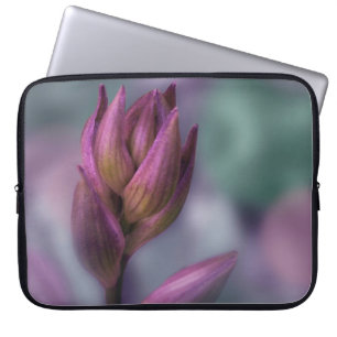 Funda Para Portátil Hosta Flor Bud Púrpura Y Verde