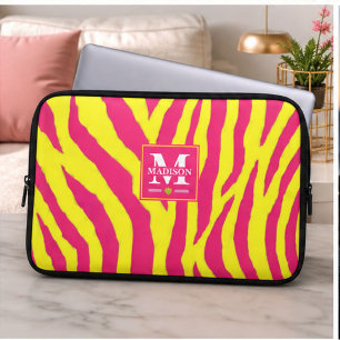 Funda Para Portátil Hot Pink Neon Yellow Zebra Stripe Bold Y2K