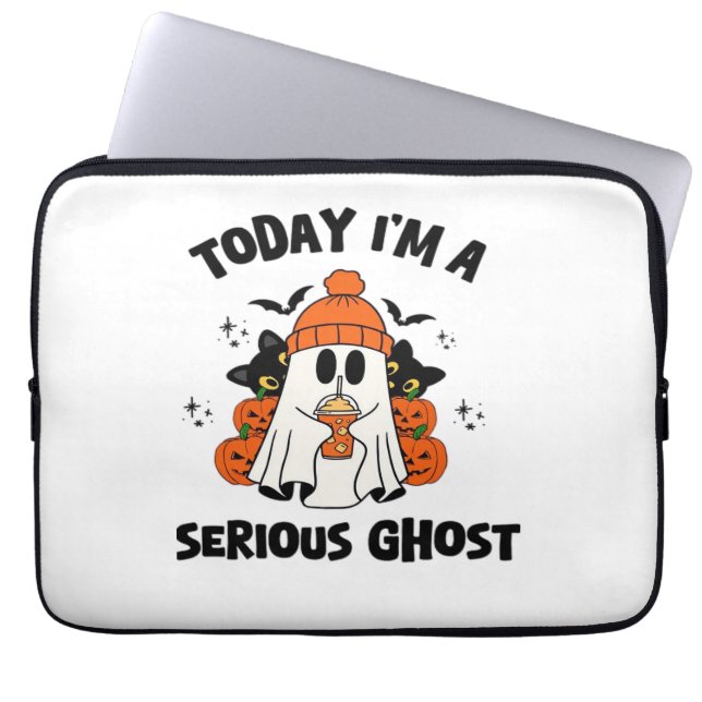 FUNDA PARA PORTÁTIL HOY SOY UN GRAVE CAFÉ DE FANTASMA DE HALLOWEEN (Frente)