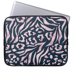 Funda Para Portátil Huella animal, leopardo, tigre, azul, rosa, piel,