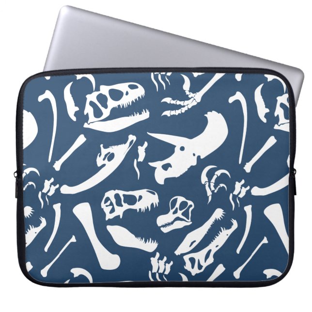 Funda Para Portátil Huesos de dinosaurio (azules) (Frente)