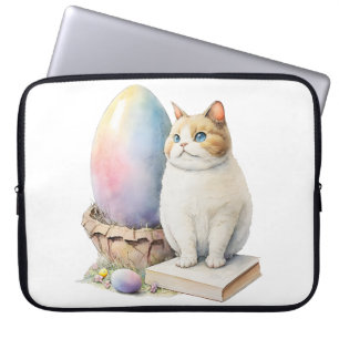 Funda Para Portátil Huevo de Pascua Gato Feliz Día de Pascua, Gato de