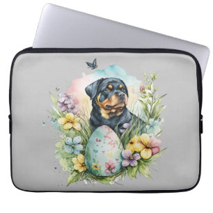 Funda Para Portátil Huevo de Pascua Rottweiler Perro, Rottweiler Feliz