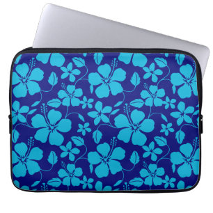FUNDA PARA PORTÁTIL HULA HAWAIANA (HIBISCO) AZUL OSCURO/CLARO