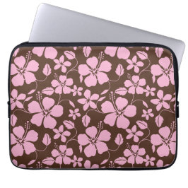 FUNDA PARA PORTÁTIL HULA HAWAIANA (HIBISCO) MARRÓN/ROSA