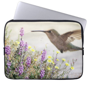 Funda Para Portátil Hummingbird y Wildflowers Arte Digital