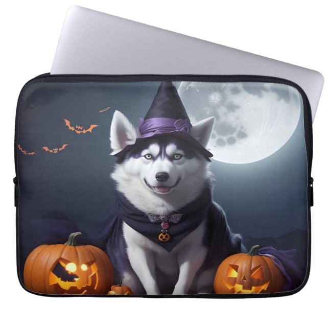 Funda Para Portátil Husky Dog Halloween Adventure Moonlit Magic Spooky (Frente)