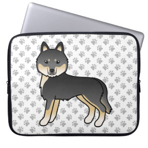 Funda Para Portátil Husky siberiano negro y marrón perro de dibujos an
