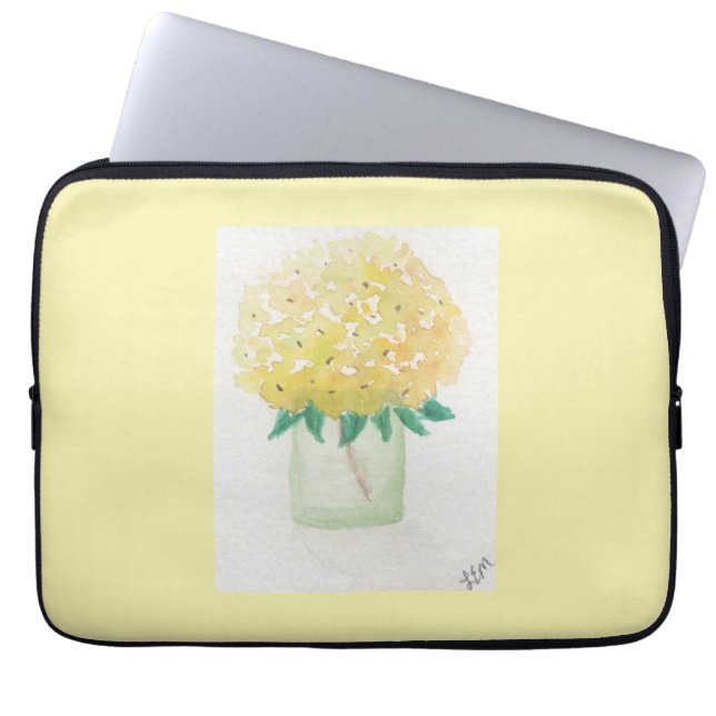 Funda Para Portátil Hydrangea amarilla (Frente)
