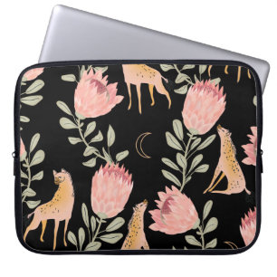Funda Para Portátil Hyena y Protea: Patrón de cosecha oscura