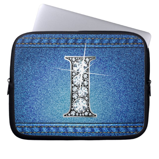 Funda Para Portátil I Faux "Diamond" Denim Stitling Electronics Bag (Frente)