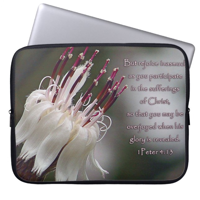 Funda Para Portátil I Peter 4:13 Floral Inspiradora (Frente)