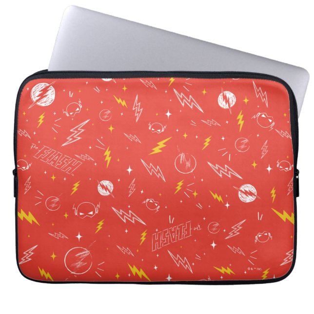 Funda Para Portátil Icono de relámpago de Flash y patrón de garabatos (Frente)