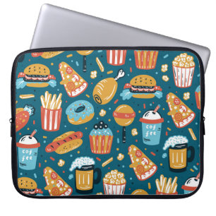 Funda Para Portátil Iconos de comida rápida: Doodles antiguos