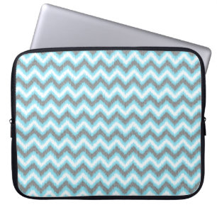 Funda Para Portátil Ikat azul gris Chevron Zigzags