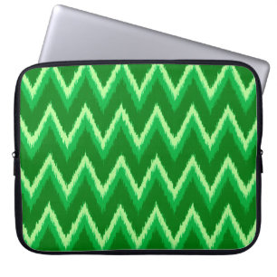 Funda Para Portátil Ikat Chevron Stripes - Pino y Verde Lime