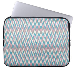 Funda Para Portátil Ikat rosa y azul turbio
