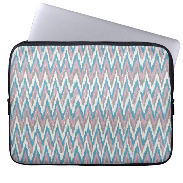 Funda Para Portátil Ikat rosa y azul turbio (Frente)