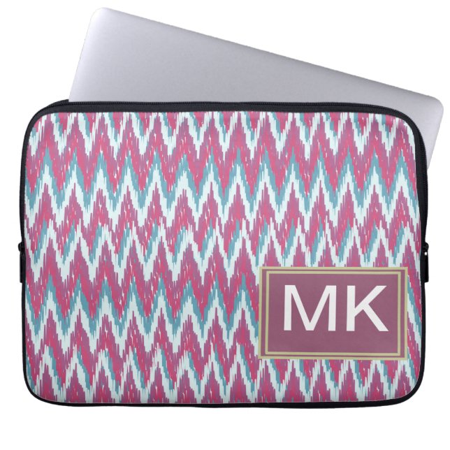Funda Para Portátil ikat zigzag Efecto12.ai (Frente)