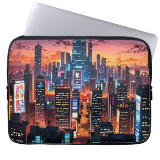 Funda Para Portátil Illustration of a big city at night