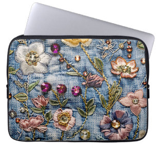 Funda Para Portátil Iluminación de prado de Rubor Denim Textura de sue