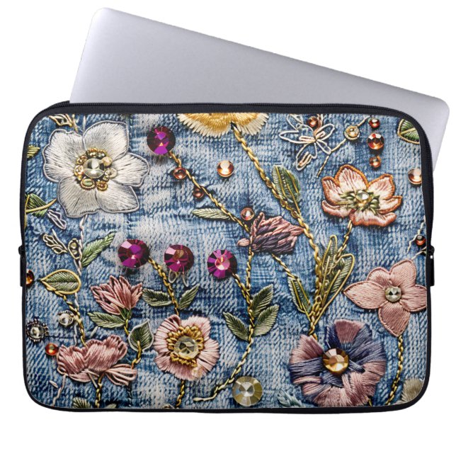 Funda Para Portátil Iluminación de prado de Rubor Denim Textura de sue (Frente)