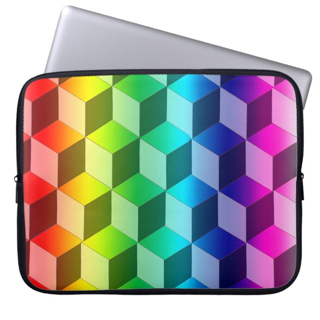 Funda para portátil - Ilusión de bloques de arcoír (Frente)