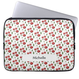 Funda Para Portátil Ilustracion acuarela de cerezas dulces monogramado