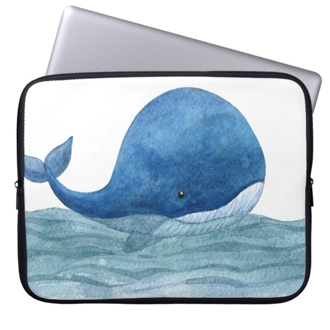 Funda Para Portátil Ilustracion acuático Cute Blue Whale (Frente)