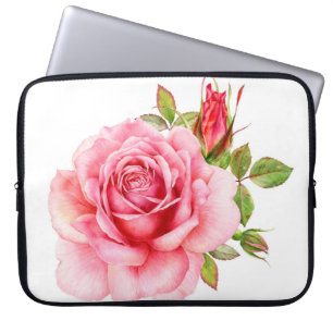 Funda Para Portátil Ilustracion acuático de una delicada rosa wi