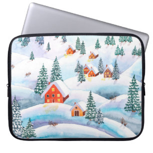 Funda Para Portátil Ilustracion acuático pintado a mano del invierno