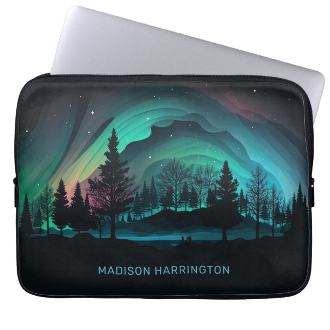 Funda Para Portátil Ilustracion Aurora Borealis (Frente)