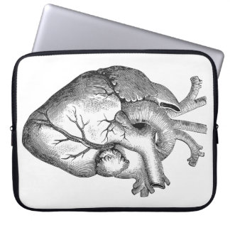Funda Para Portátil Ilustracion blanco negro simple del corazón de la