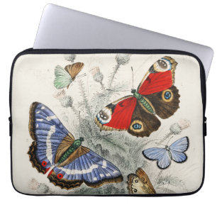 Funda Para Portátil Ilustración Botánica Científica de Mariposa Vintag