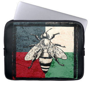 Funda Para Portátil Ilustracion colorido de insectos de abeja vintage